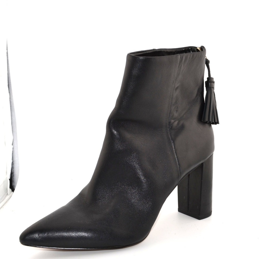 Banana Republic Ankle Boots Work Fall Black Leather Pointed Toe Tassel 8M‎ Date